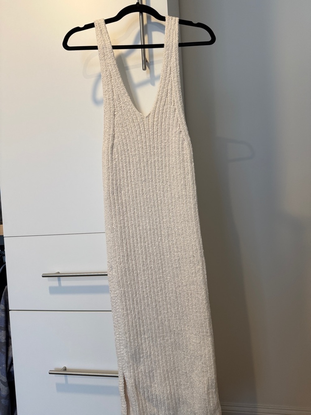 Free People Cream Ribbed Midi Tank Dress